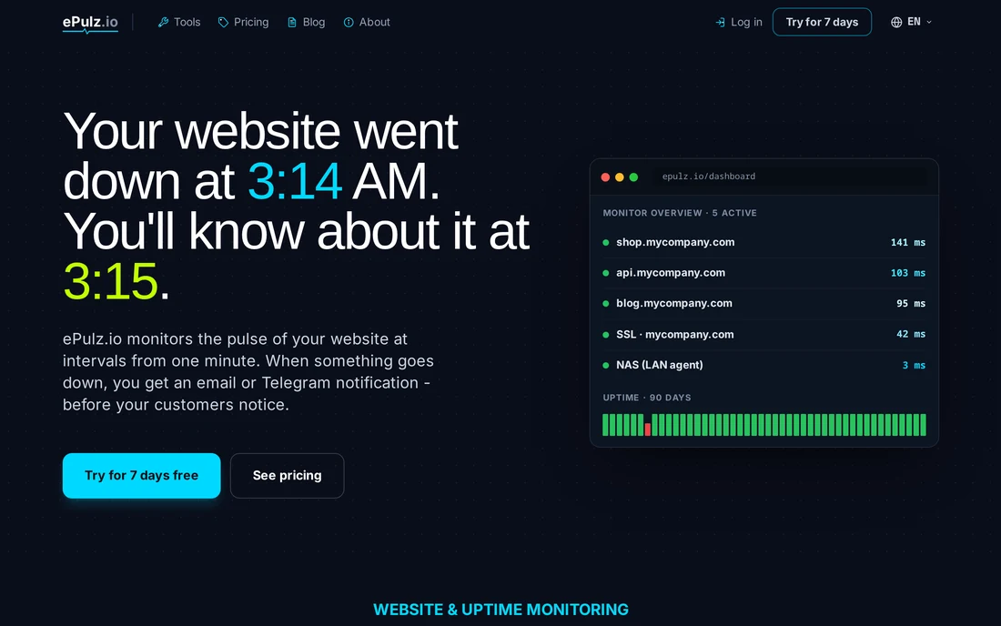 Náhľad webu ePulz.io